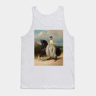 Woman In Marie Antoinette Costume On A Prancing Horse by Alfred de Dreux Tank Top